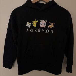 Youth Old Navy Pokémon Pullover Hoodie Large 10-12 Black Evie Pikachu Jigglypuff